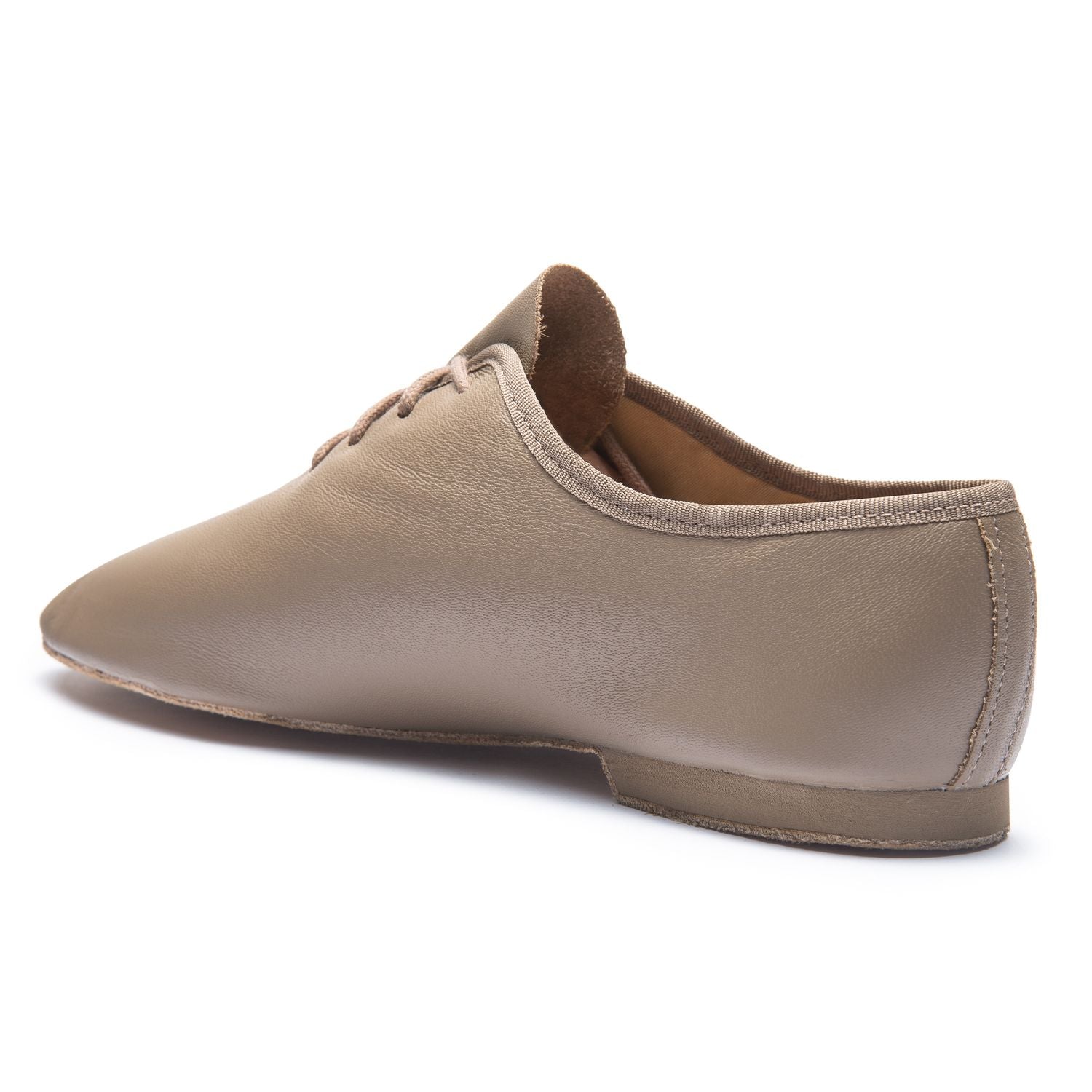 Rumpf 1260 Basic II beiger Jazzschuh mit Schnürung, geteilter Ledersohle und maximalem Tragekomfort von der Seite gezeigt.